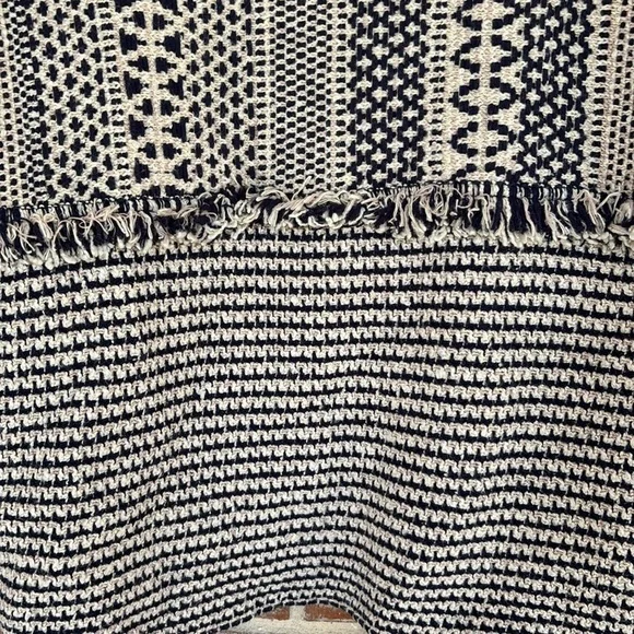 Chico's Lucy Navy and Cream Patterned Fringe Open Cardigan - Picture 10 of 11